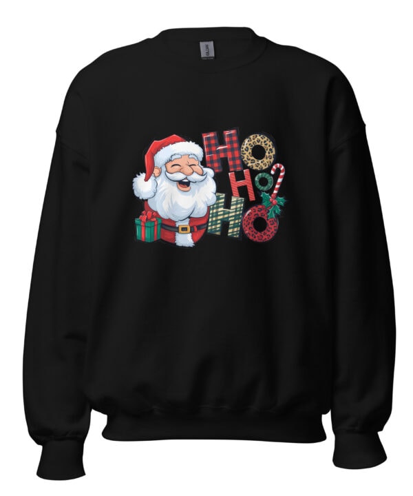 Santa Ho Ho Ho Sweatshirt | Playful Christmas Cheer – black front