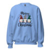 Merry Christmas Gnomes Sweatshirt | Cozy Festive Charm – blue front
