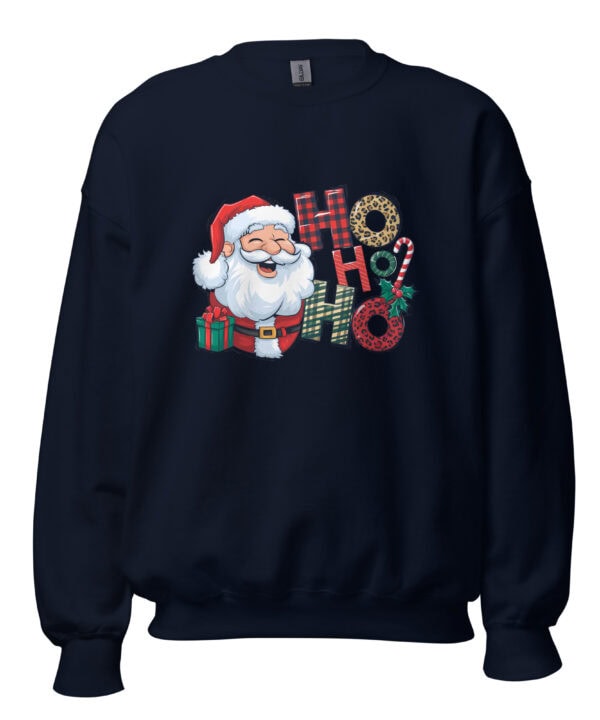 Santa Ho Ho Ho Sweatshirt | Playful Christmas Cheer – navy front