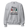 Merry Christmas Gnomes Sweatshirt | Cozy Festive Charm – grey front