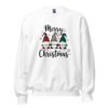 Merry Christmas Gnomes Sweatshirt | Cozy Festive Charm – white front